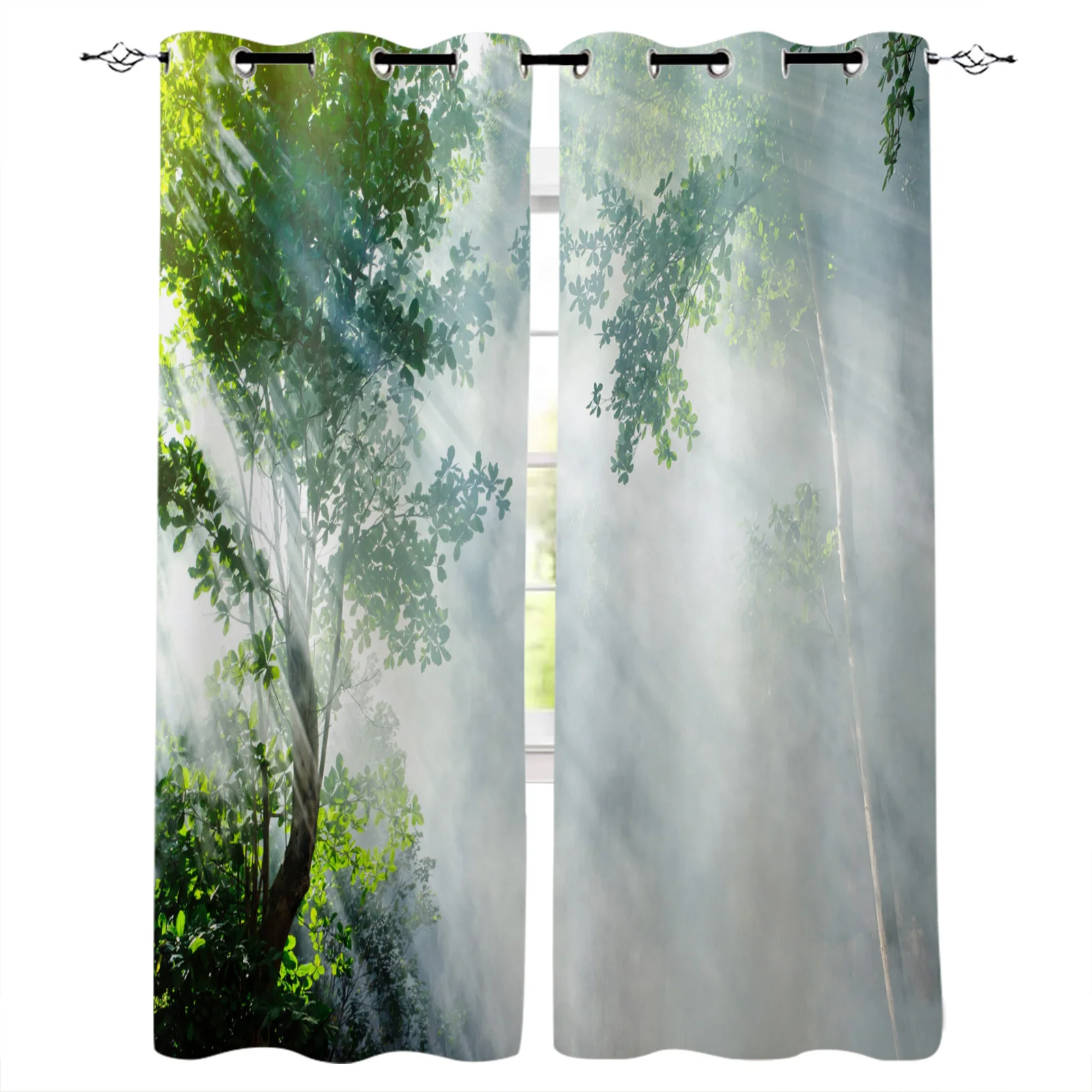 

Sunlight Forest Green Plant White Fog Curtains for Living Room Bedroom Kitchen Window Treatment Curtain Home Decoration