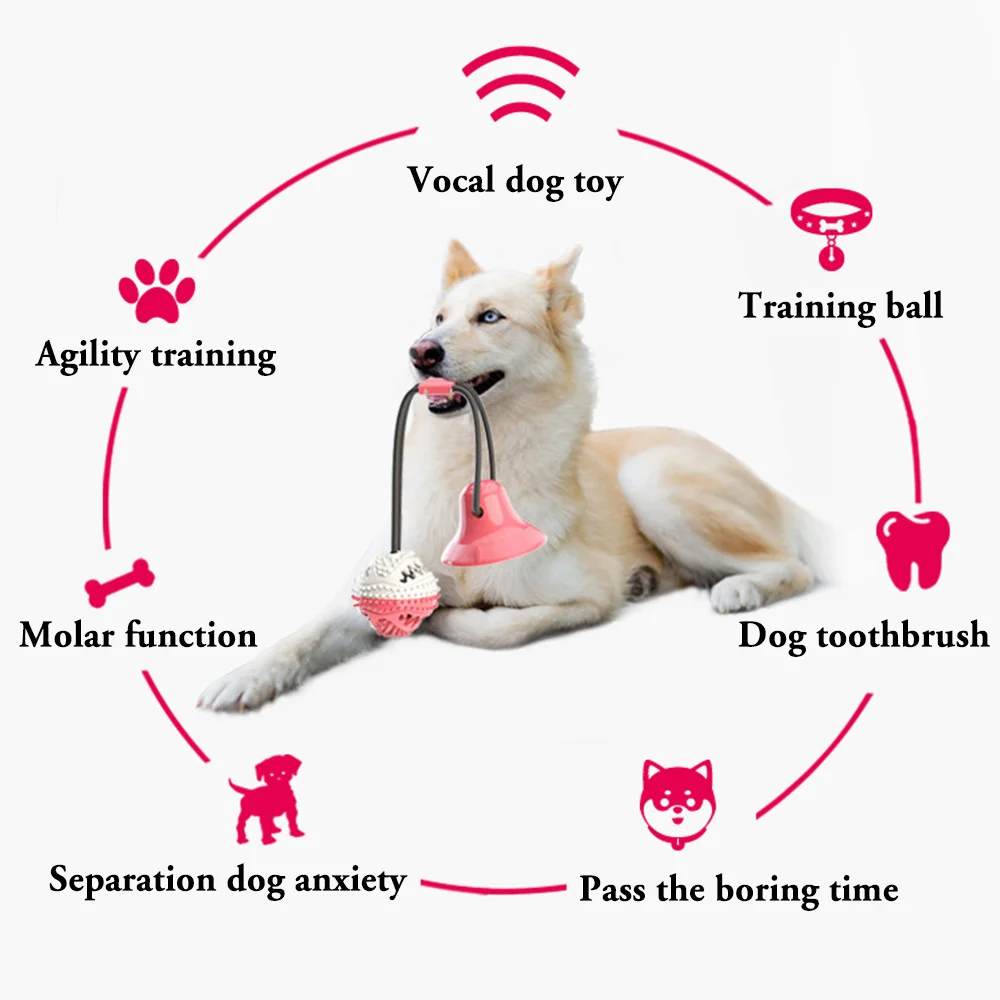 

Pet Toys With Suction Cup Dog Push Toy Pet Tooth Cleaning Chewing Rubber Dog Toy Dog Interactive Push Ball Toys Pet Supplies