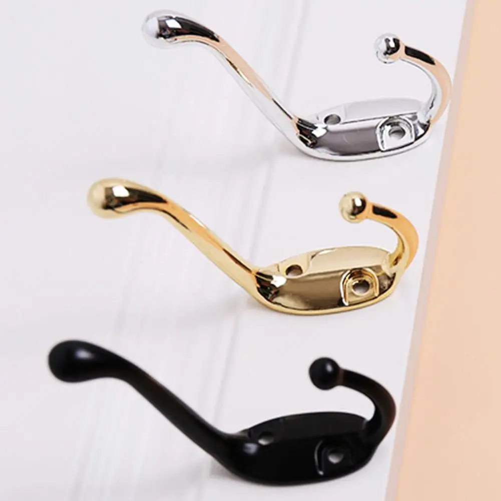 

Wall-mounted Clothes Hook Hook Heavy Duty Double-hung Alloy 2 Hook Clothes Hook With Screws Aluminum Hat Simple Hook G4T6