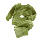 Высококачественная теплая детская пижама из 2 предметов на осень и зиму 2021, домашние костюмы, фланелевая Одежда для маленьких мальчиков и девочек с милым рисунком медведя