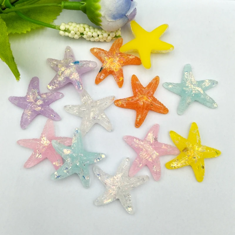 

20pcs Resin Adorable Glitter Colorful Starfish For Home Wedding DIY Embellishments For Scrapbooking Accessorie