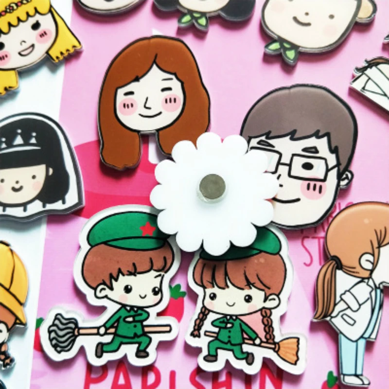 Рождественские Мультяшные Милые Акриловые кухонные декоративные магниты на