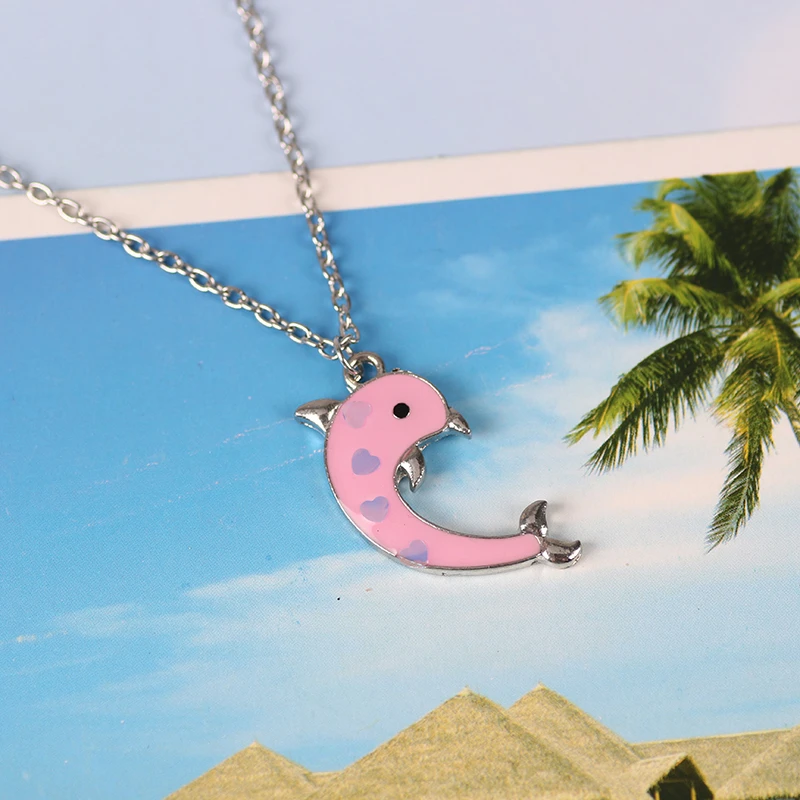 2020 Новое модное ожерелье Для Пары Дельфин синего и розового цвета с вышивкой в