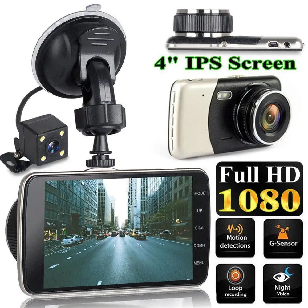 2019 новый 4 дюймовый IPS Full HD 1080P вождение автомобиля Регистраторы Dashcam