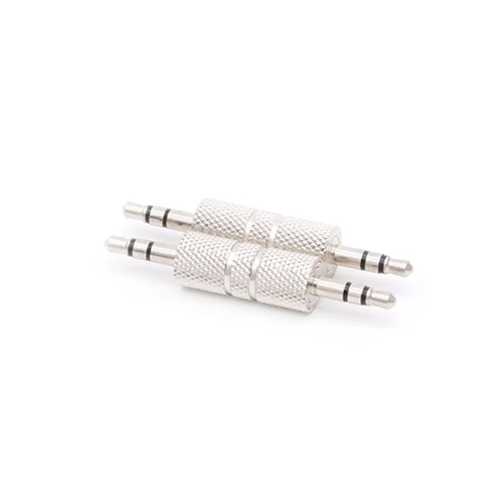 1pc 3.5mm Jack to Jack Straight Adapter Real Audio Connector 3Poles Earphone Plug Extanded Wire Connectors Silver Nick Plated images - 6