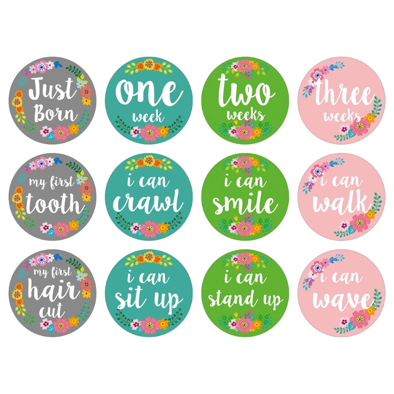 

12 Pcs Baby Monthly Stickers Baby First Year Month Age Growth Milestones Floral Stickers Unisex,1 to 12 Month