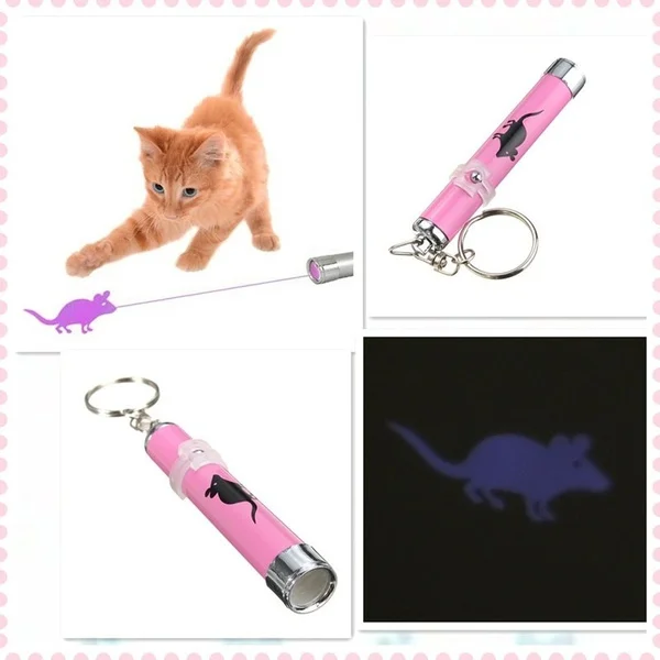 Funny Cats Pets Toy LED Laser Lazer Pointer Pen Light With Bright Mouse Animation | Дом и сад