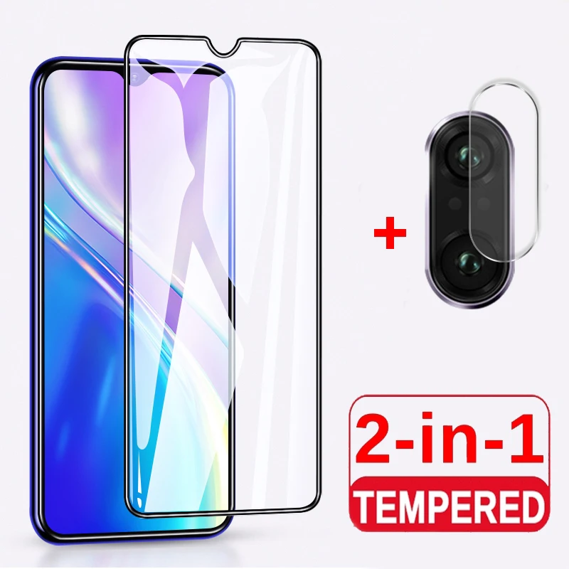 Полноэкранная защита 2 в 1 для OPPO Realme C3 закаленное стекло Защитное объектива