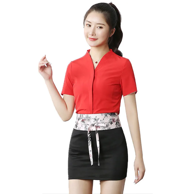 High quality women's beauty salon uniform Hotel Work Clothes Foot Bath Sauna Massage Uniform Stewardess Dress Set Wholesale |