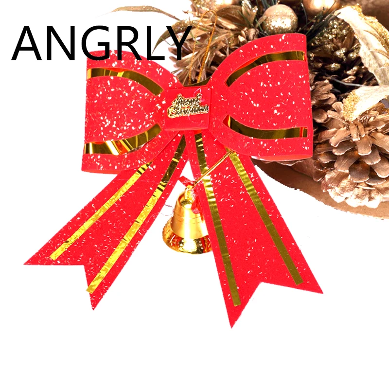 

ANGRLY Hot Christmas Tree Ornaments Bow Tie Bell Wedding Decoration Christmas Gifts Party Supplies Christmas Decorations Party