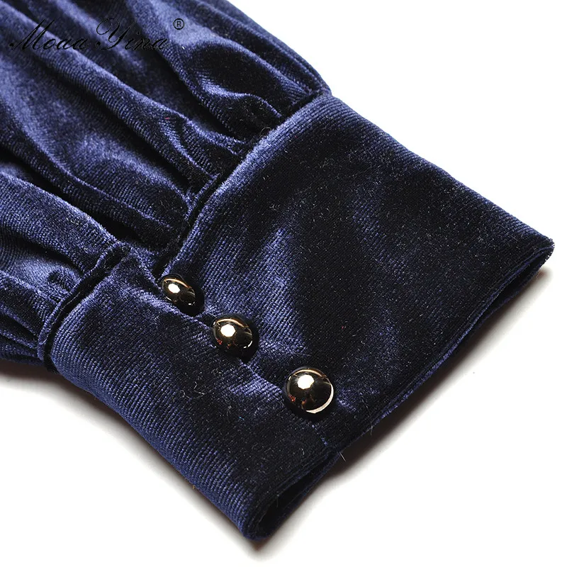 MoaaYina модное дизайнерское платье весна-осень женское стоячий воротник длинный