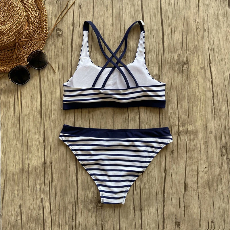 Купальник-бикини с эффектом пуш-ап Женский пикантный купальный костюм в синюю