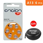 Аккумуляторы для слухового аппарата, размер 13 za Engion Pro, упаковка из 6,Orange Tab PR48 1,45 V тип A13, Цинковый воздушный аккумулятор с чехлом для хранения
