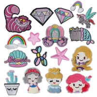 disney mermaid shell princess star patch for clothing iron on embroidered applique on fabric badge diy apparel accessories