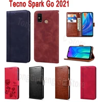leather cover for for tecno spark go 2021 case funda flip wallet phone protective shell book on for tecno spark go case etui bag