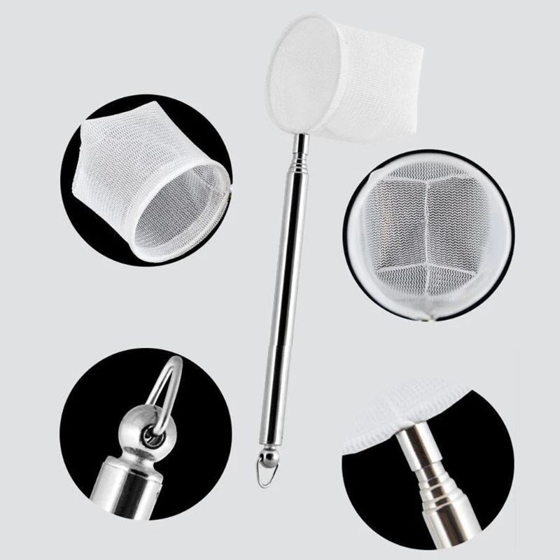 

Aquarium Retractable 3D Stainless Steel Fishnet Pocket Shrimp Catching Fish Tank Cleaning Net Round / Square Shape