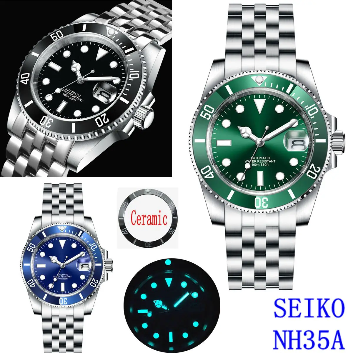 

Часы мужские механические с керамическим циферблатом, 10 бар