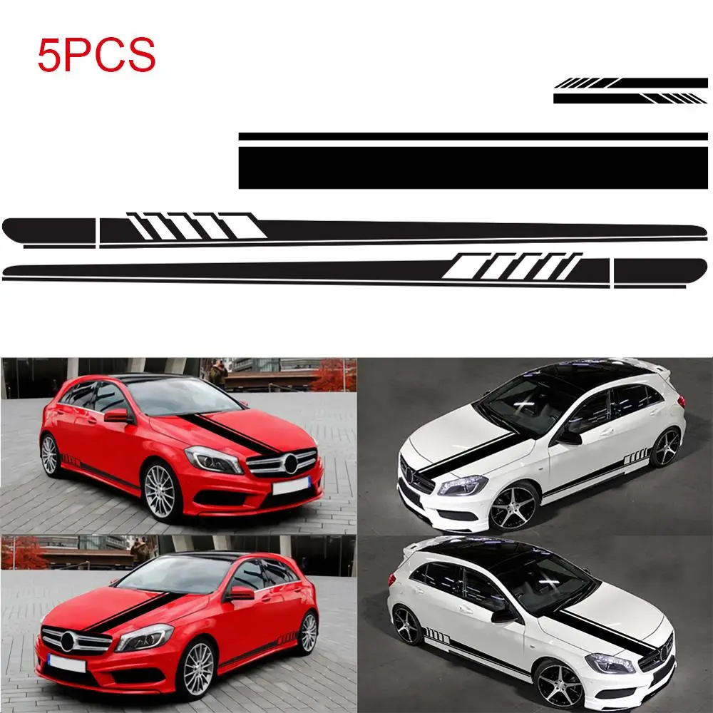 

Hot Selling Side Skirt Mirror Body Hood Vinyl Racing Stripe Decals For Car Universal carro voiture Wholesale Quick delivery CSV