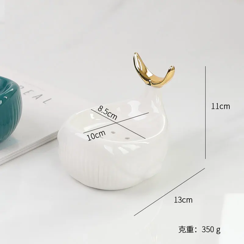 

Green Ceramic Whale Soap Dish White Soap Box Retro Bathroom Decoration Soap Box