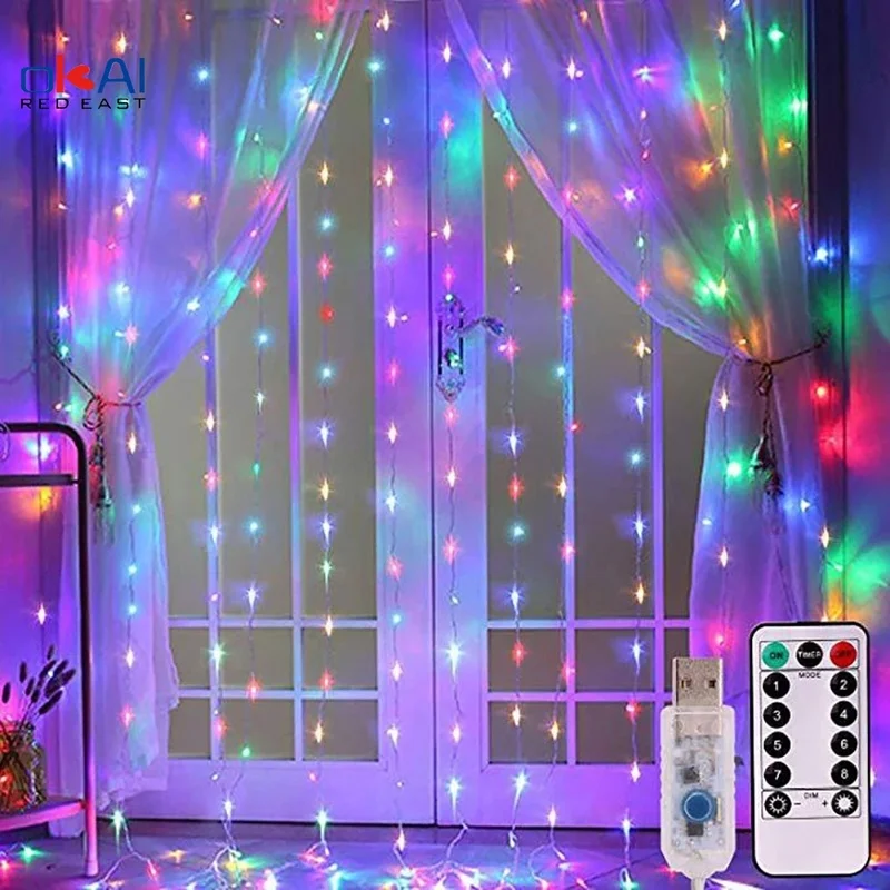 

Garland Outdoor Lights for Home Wedding Party Garden Decoration lamp 3x1/3x2/3x3M Curtain LED String Light Christmas Fairy LED