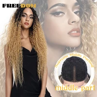 freedom synthetic lace wigs long kinky straight curly 30inch omber blond grey color hair wigs heat resistant fiber cosplay wigs