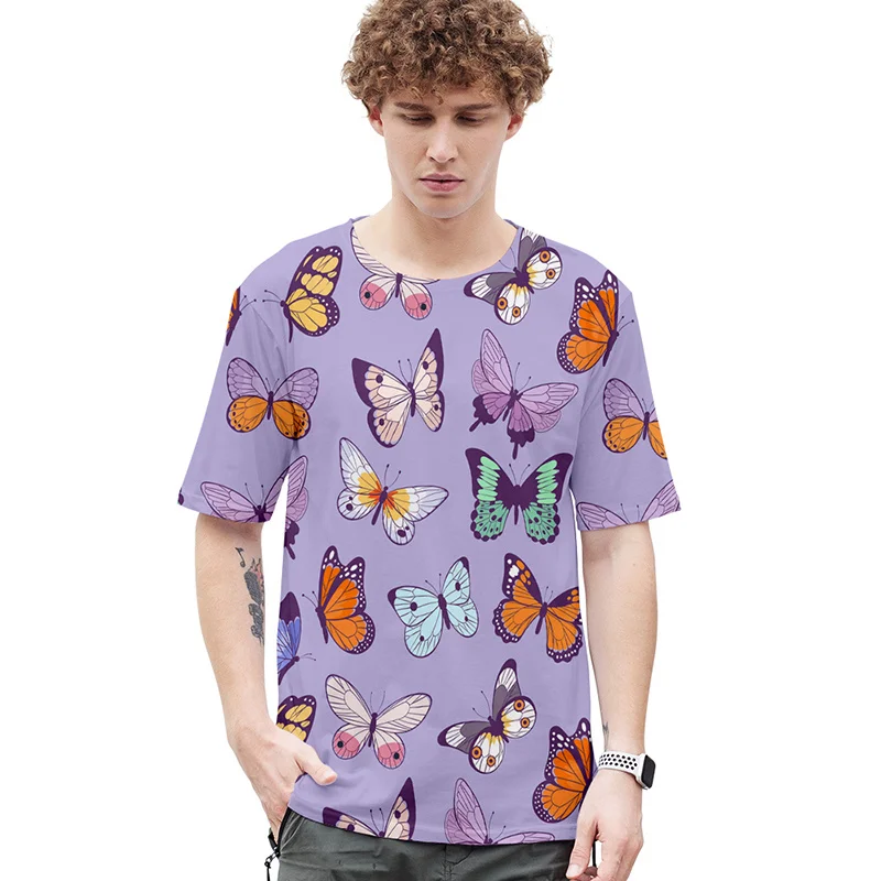 Новый модный костюм с 3d футболкой принтом бабочки Повседневная рубашка в стиле