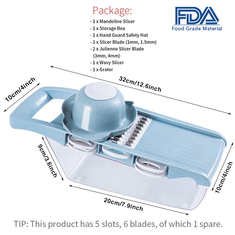 Картофелерезка слайсер для фруктов с контейнером 5 очиститель лезвия мандолина