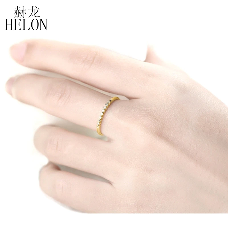 HELON Moissanites кольцо Твердые 14 К желтого золота VVS/FG Цвет положительный результат