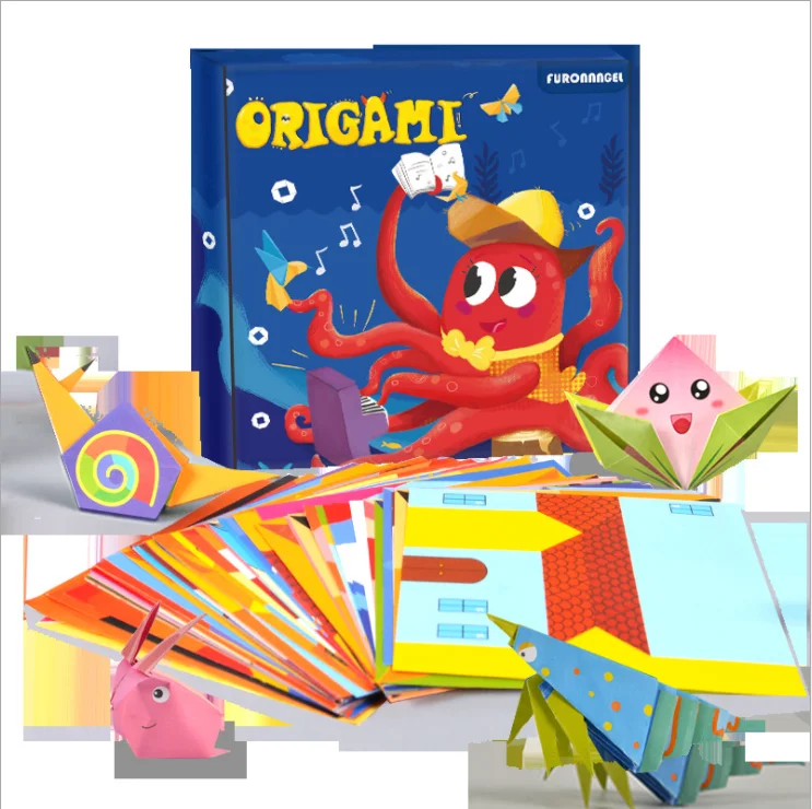 Набор бумаги для оригами, цветные веселые игрушки «сделай сам», животные, творчество, поезд, цветные оригами, стереоскопические игрушки руч...
