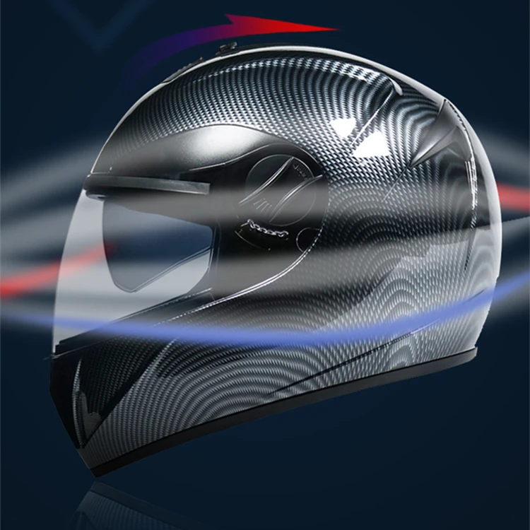 Мотоциклетный шлем с имитацией углеродного волокна теплый зимний двойным
