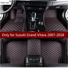 Кожаный Автомобильный Коврик для фотовспышки, напольные коврики для Suzuki Grand Vitara 2007 2008-2016 2017, индивидуальные подкладки для ног, автомобильные чехлы