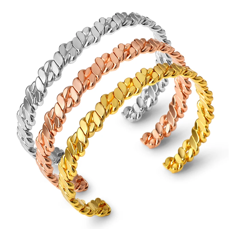 

Vintage Twisted Bracelets Chain Design Bangles for Women Gold Color Adjustable Open Cuff Bracelets Men Minimalism Jewelry