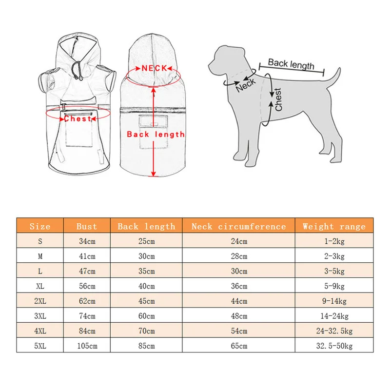 

Pet Dog Raincoats Reflective Waterproof Jacket Outdoor Rain Coat Vest Puppy Clothing for Small Medium Large Dogs