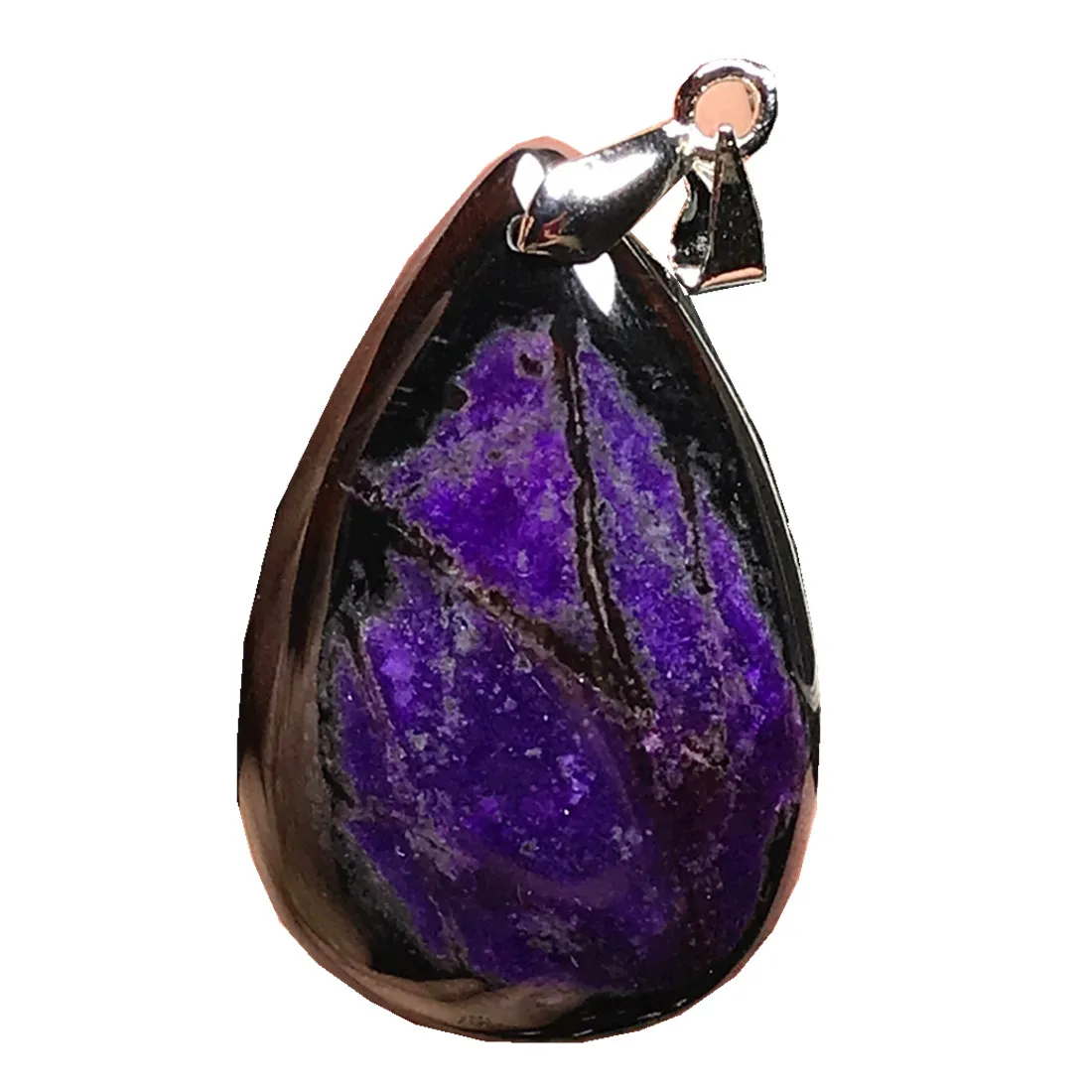 

Top Natural Royal Purple Sugilite Pendant For Women Man Crystal 31x20x7mm Beads Silver Healing Anticancer Stone Jewelry AAAAA