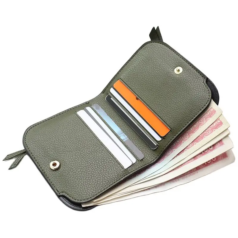 Натуральная кожа коровы женские милые тонкий бумажник с металлическим кольцом