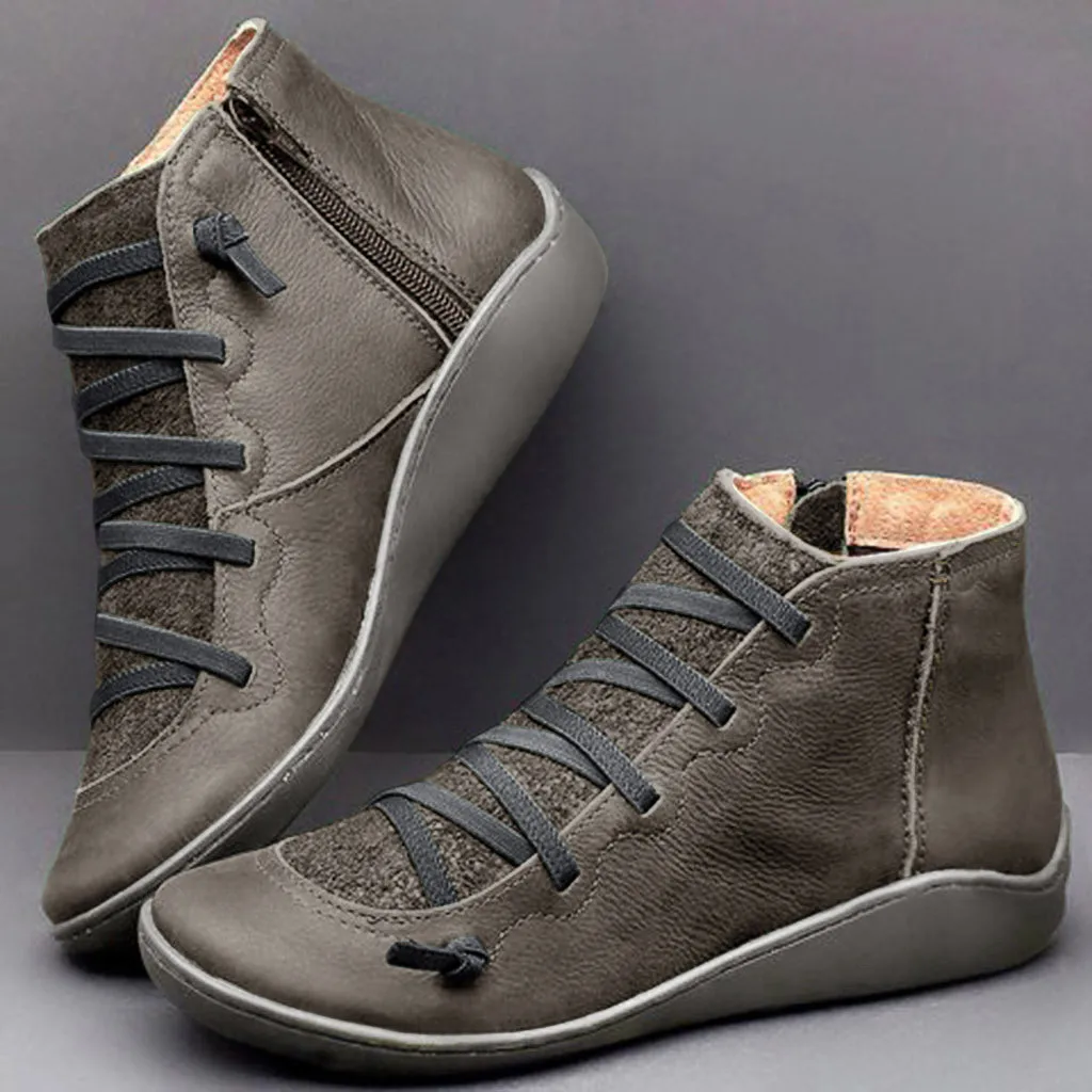 Женские ботильоны из искусственной кожи сезон осень-зима женские Винтажные