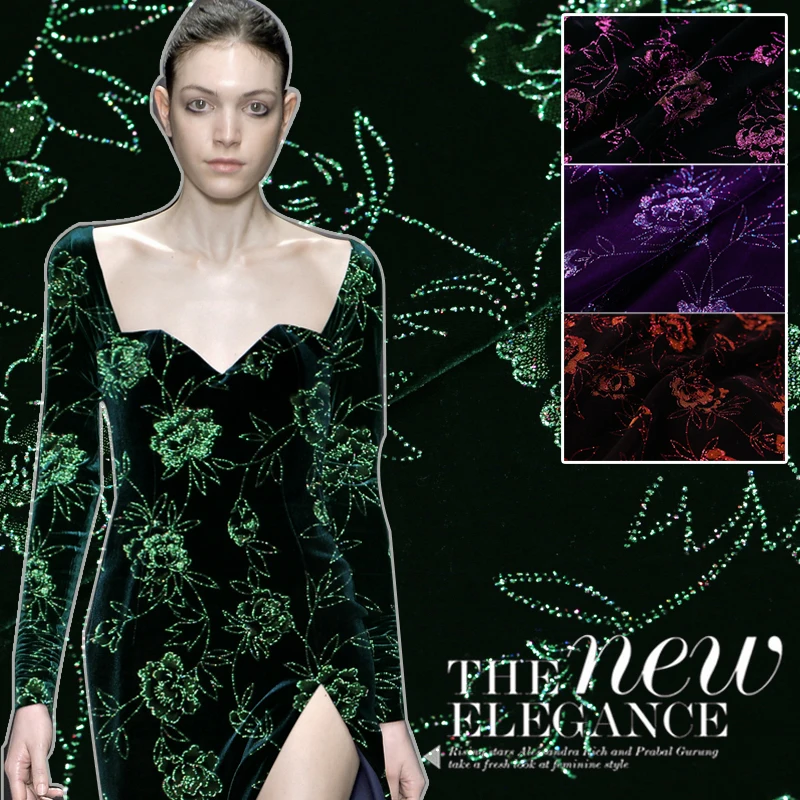Bronzed natural mulberry silk velvet fabric for dress thickening cheongsam burnout cloth | Дом и сад