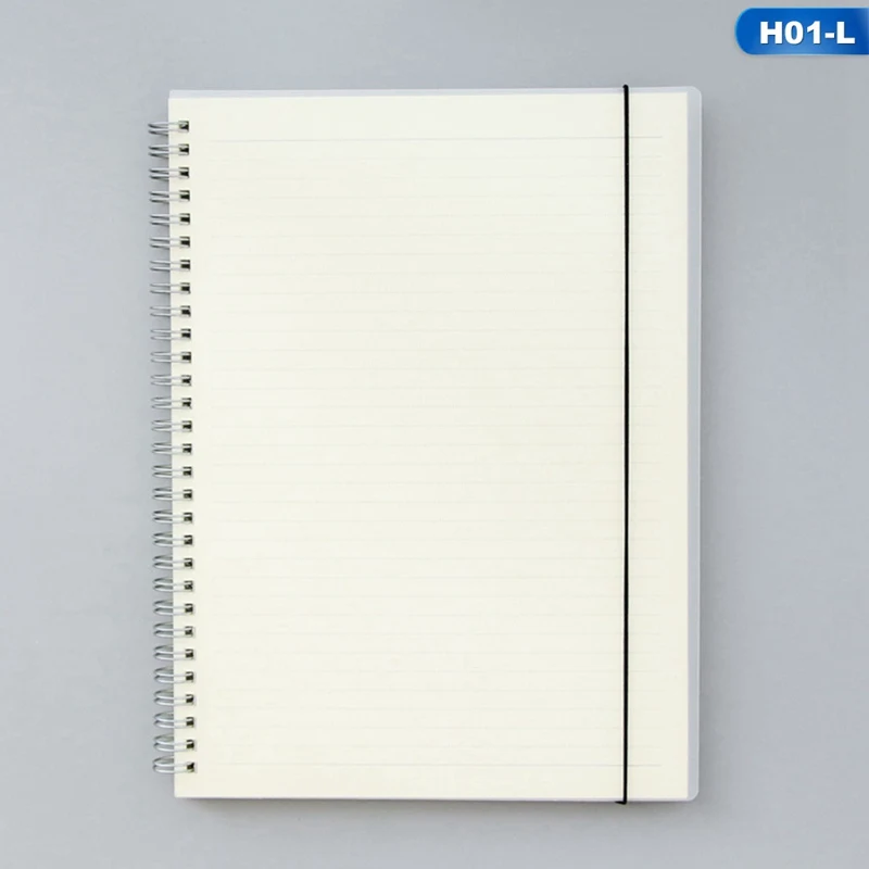 01-L A6 A5 A4 Scrub Coil This transparent horizontal line White paper Grid Dot hand account Book Strap Notepad Notebook Diary - Color: 01-L