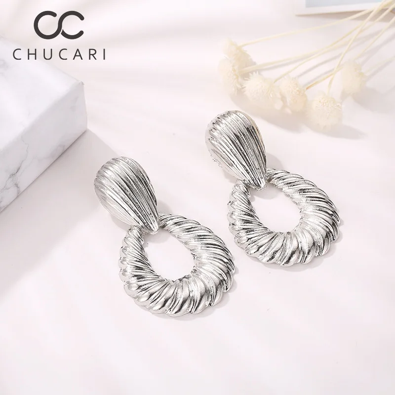 CHUCARI новые модные женские серьги в богемном стиле золотые металлические раковины