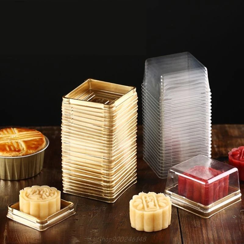 

50 Pcs Mini Square Moon Cake Container Trays Packaging Box Holder Wedding Party Favor Boxes 100g Mooncake Box Au18 20 Dropship