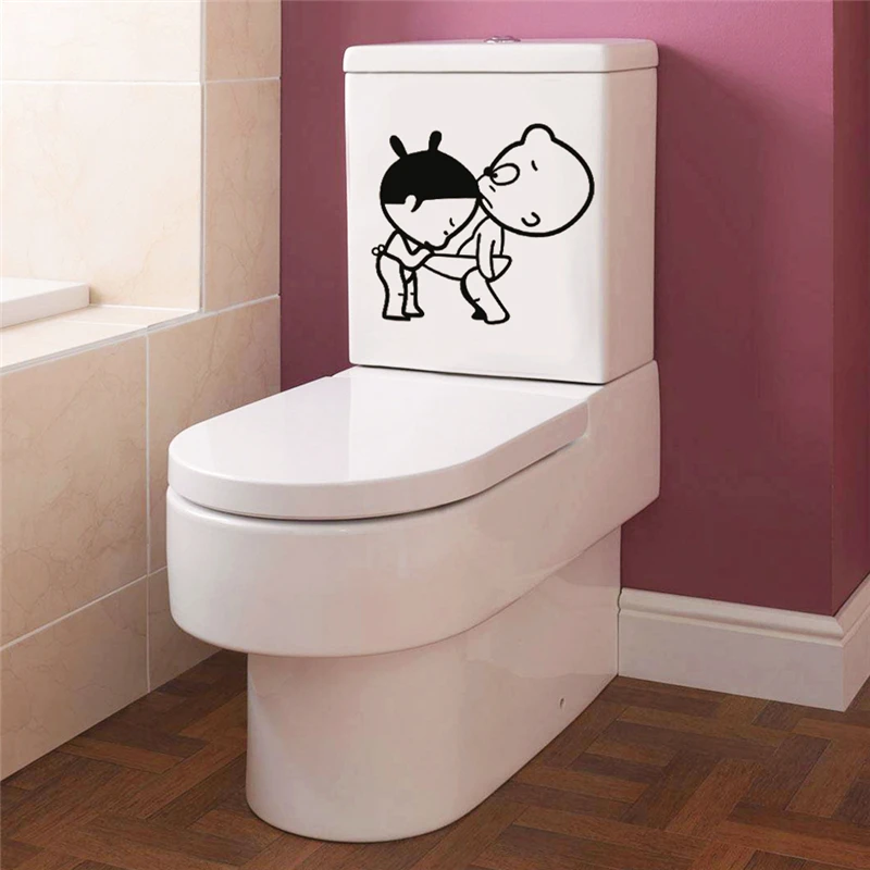 

cartoon girl peeping boy bathroom toilet seat wall decals diy waterproof wall sticker home decor mural for washroom art stickers