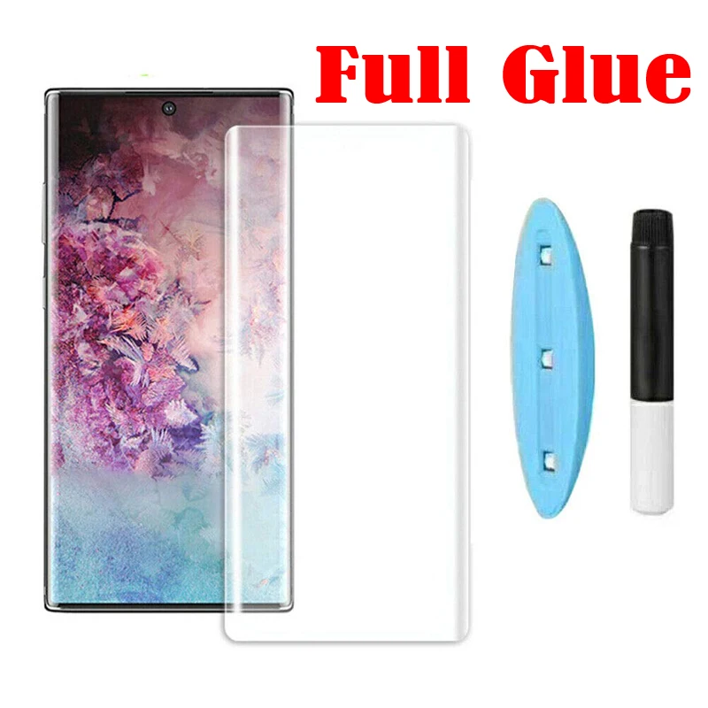Прозрачное изогнутое УФ жидкое полное Клей закаленное стекло для samsung Galaxy Note 10 10 Plus Защитная пленка для экрана телефона