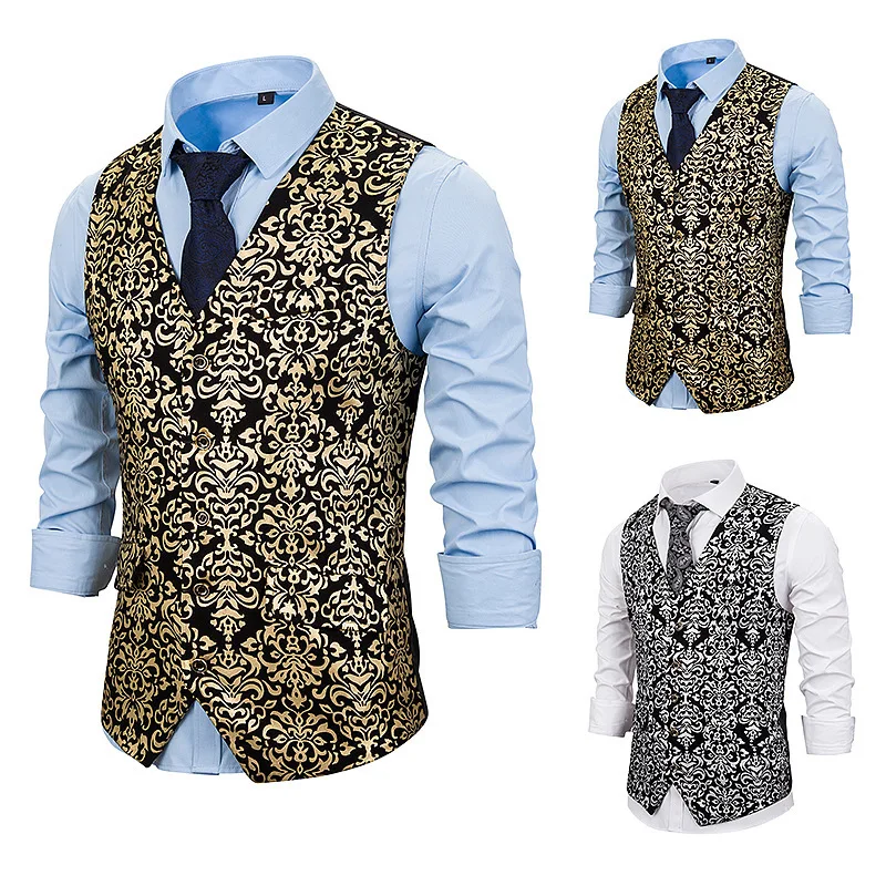 В европейском стиле мужские золочение принт человек паук жилетка золотого