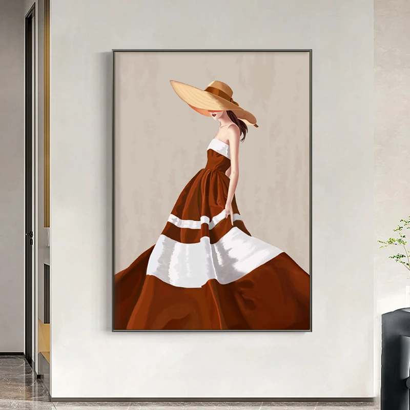Современное художественное полотно картина вечернее платье Женский плакат и