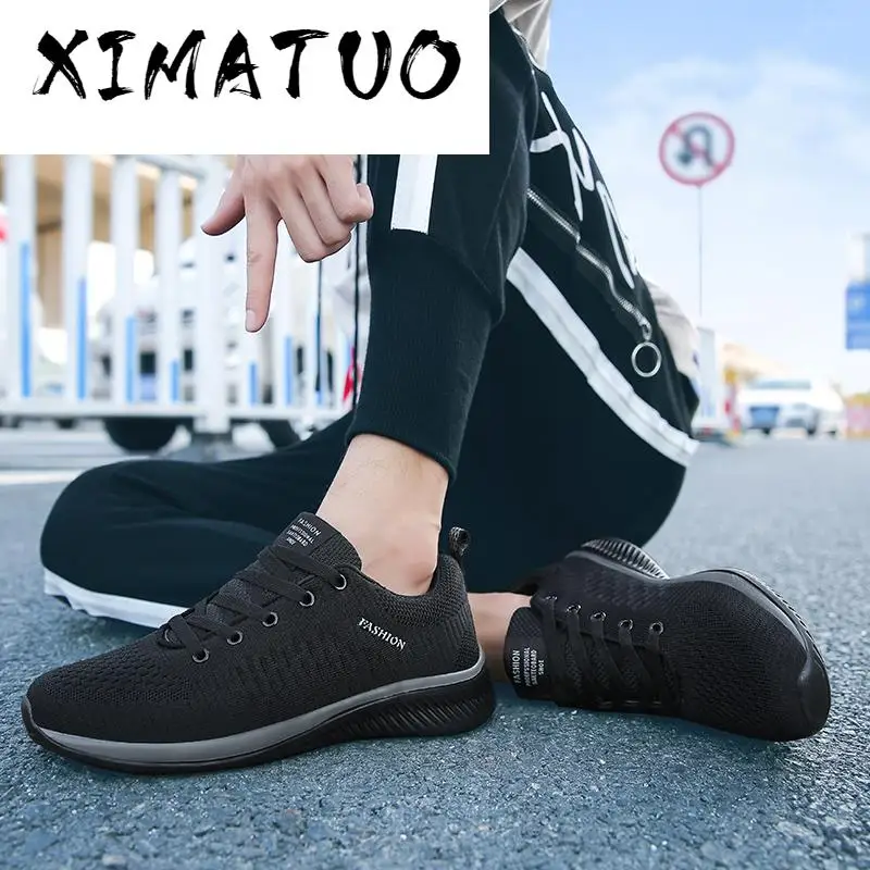 Кроссовки мужские сетчатые с низким верхом дышащие на шнуровке летняя обувь для
