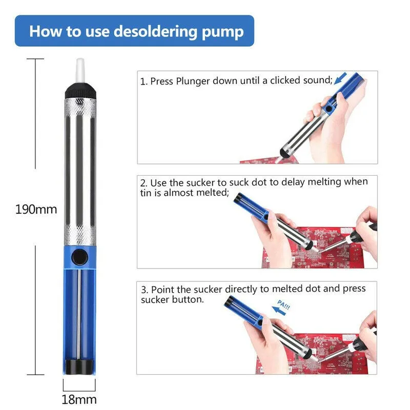 

Repairing Pump Soldering Solder Sucking Remover 19.9*2*2cm ABS Plastic