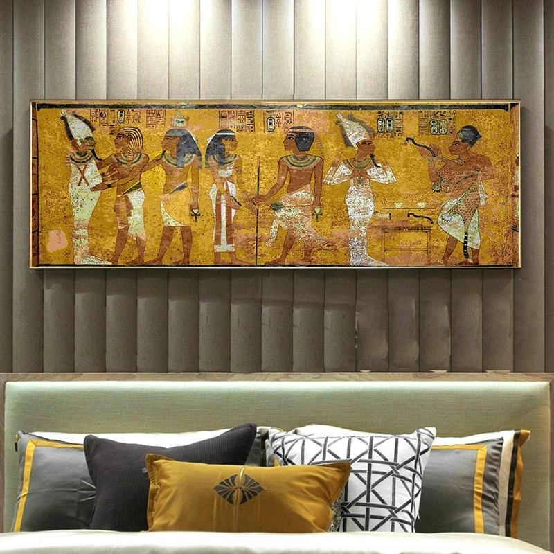 Печатная египетская стенная роспись Постер винтажная Картина на холсте большого