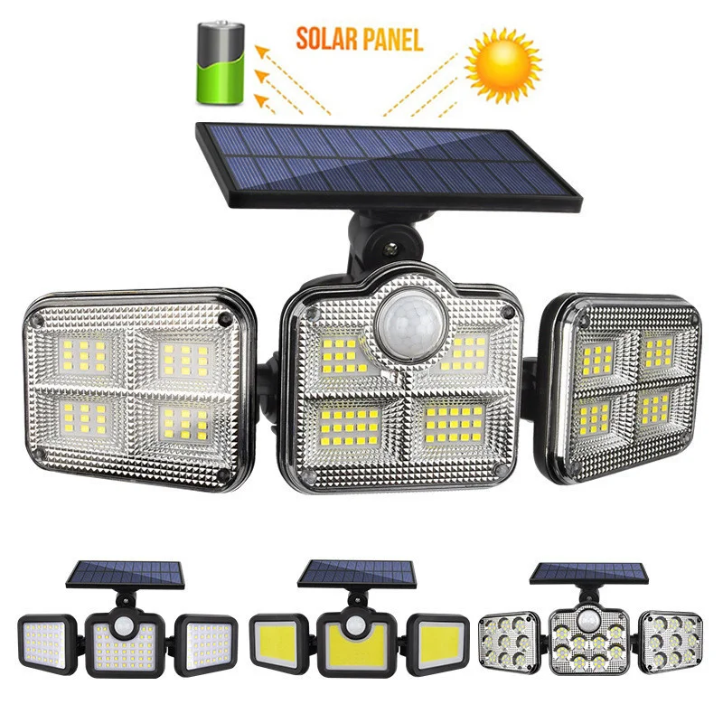 

FY 108 122 138 Leds 3 Heads Motion sensor Waterproof IP65 Outdoor LED Solar Lamp With Adjustable Head Wide Lighting Angle