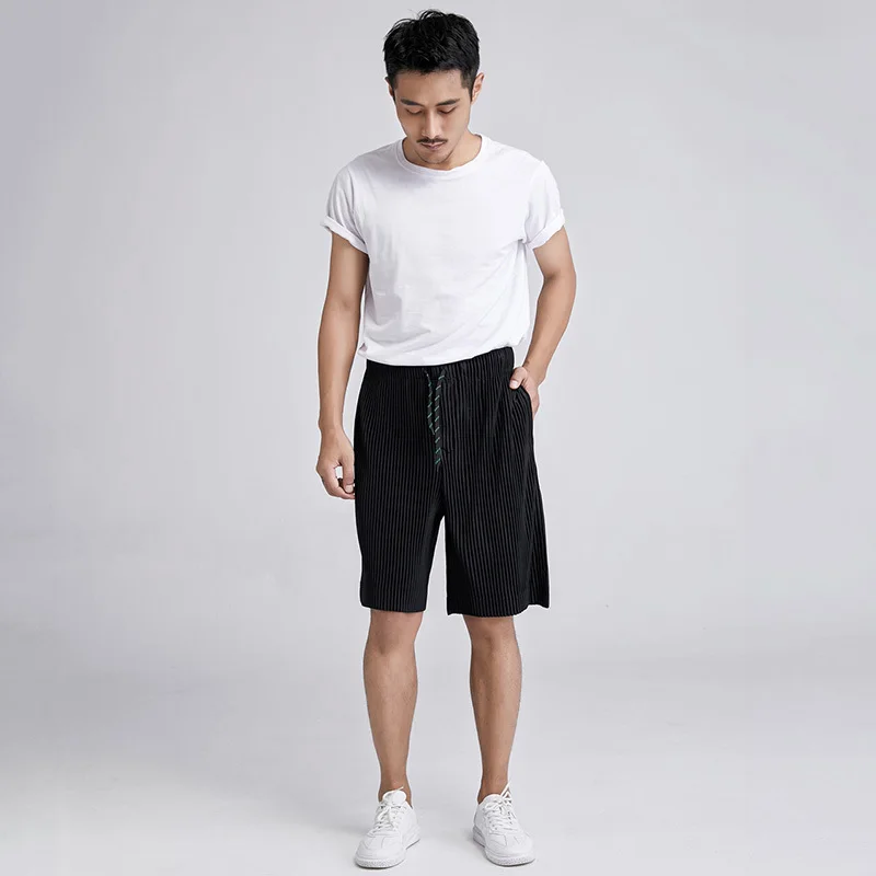 

IEFB High Qualtiy Men's Pleated Shorts Japanese Streetwear Fashion Casual Loose Drawstring Elastic 2021 Summer Wear JF148 9Y5472