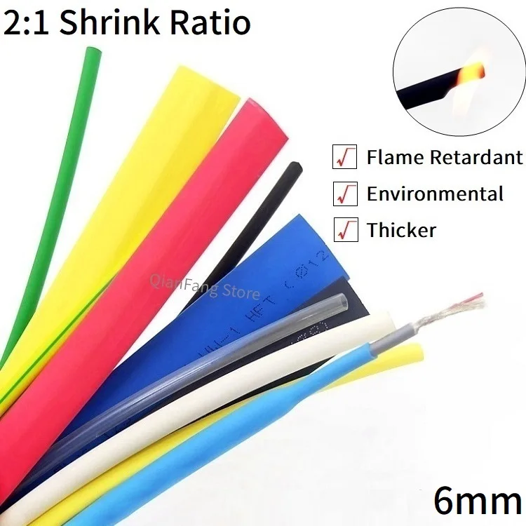 1M Heat Shrink Tube 6mm Diameter Insulated Polyolefin 2:1 Shrinkage Ratio Wire Wrap Connector Line Repair 600V Cable Sleeve |
